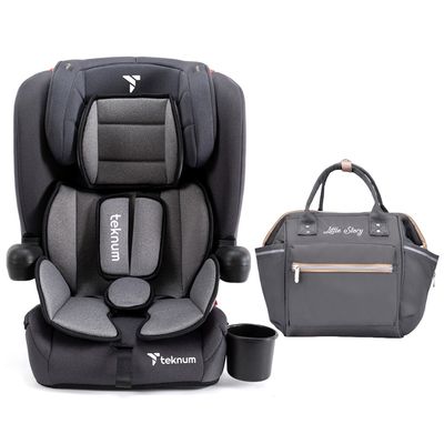 Teknum Pack And Go Foldable Car Seat W/ Ace Diaper Bag - Grey